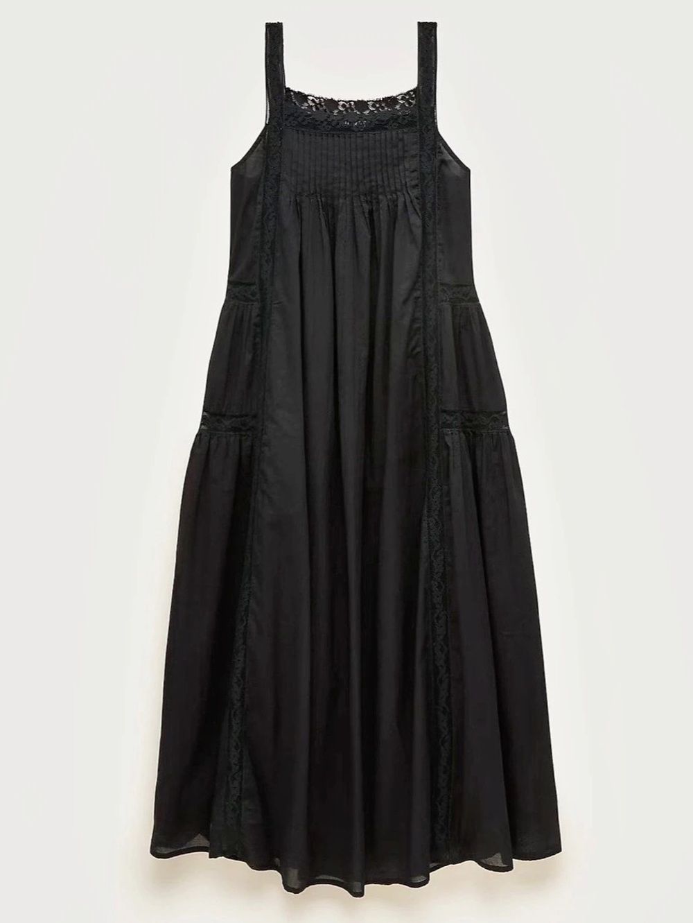 J.Crew Cotton Lace-Trim Maxi Beach Cover-Up Dress in Black Size S NWT